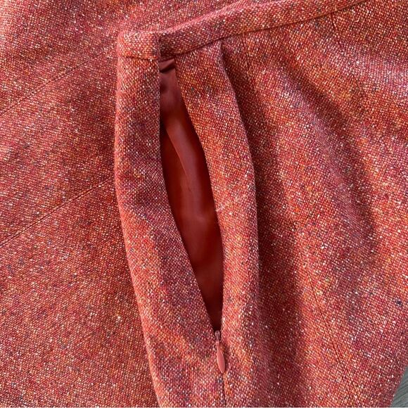 Vintage Talbots Wool Silk Tweed Skirt Salmon Red Women’s 6 Petite Italian - Picture 2 of 6